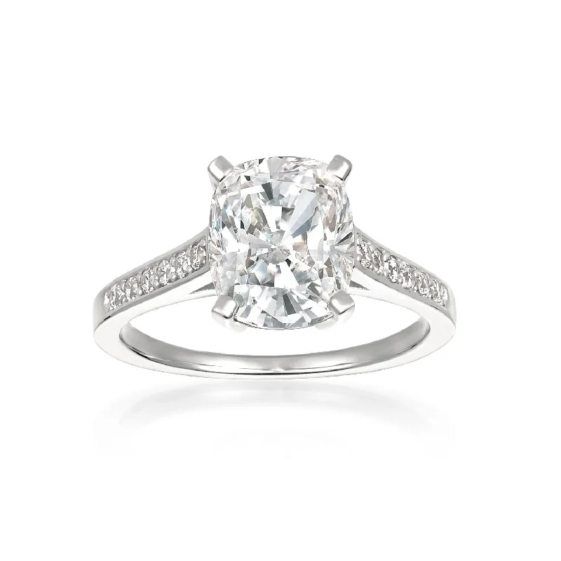 emerald rings for women-CRISLU Radiant Cushion Cut Ring finished in Pure Platinum