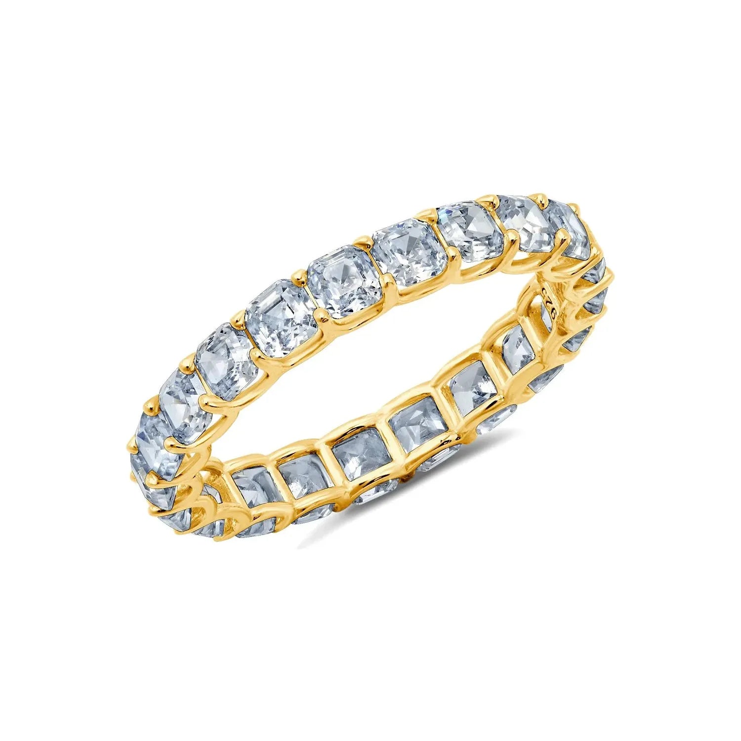 square engagement rings-CRISLU Small Asscher Cut Eternity Band-Yellow Gold