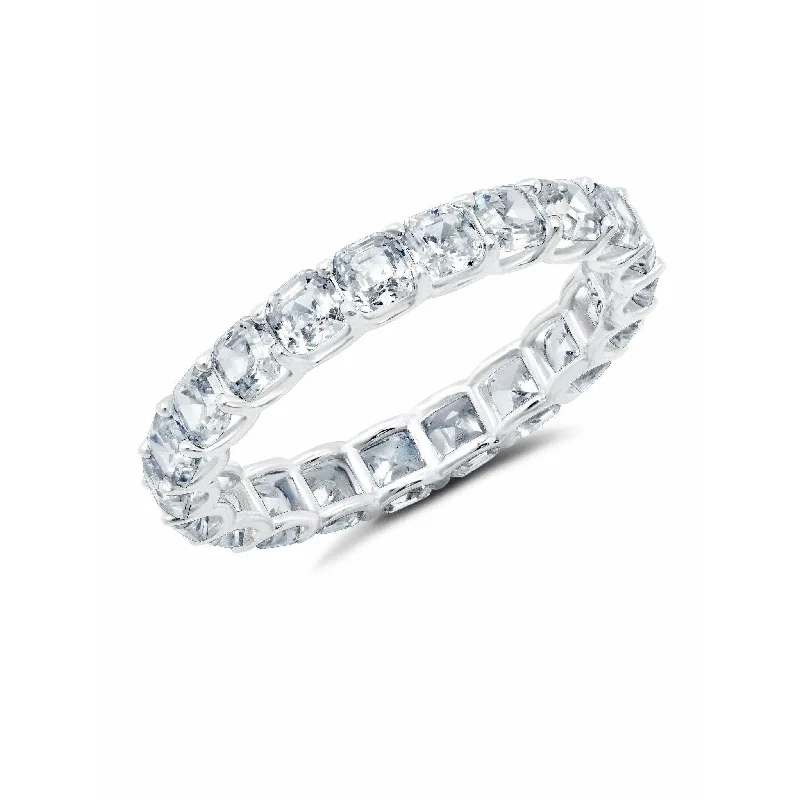 rings for bridesmaids-CRISLU Small Asscher Cut Eternity Band-Pure Platinum