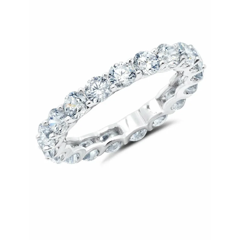 gemstone rings for women-CRISLU Small Round Cut Eternity Band in Pure Platinum