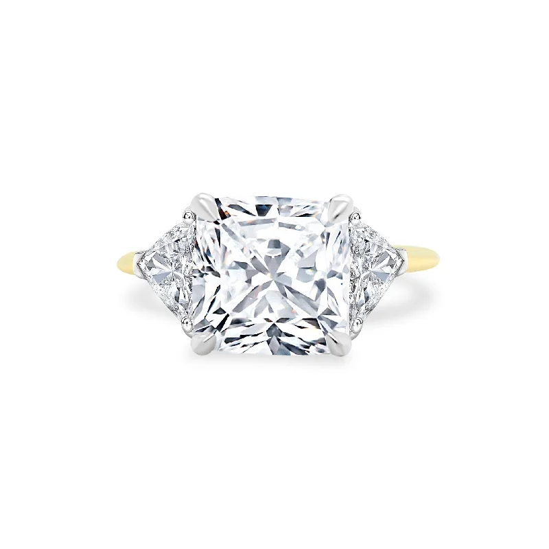 vintage wedding rings-Cushion Cut with Trillion Cut Side Stones