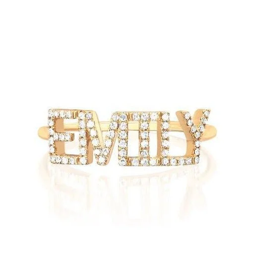 antique rings for women-Diamond Custom Name Ring