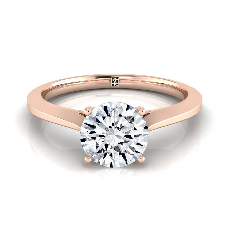 small engagement rings-14K Rose Gold Round Brilliant  Timeless Solitaire Comfort Fit Engagement Ring