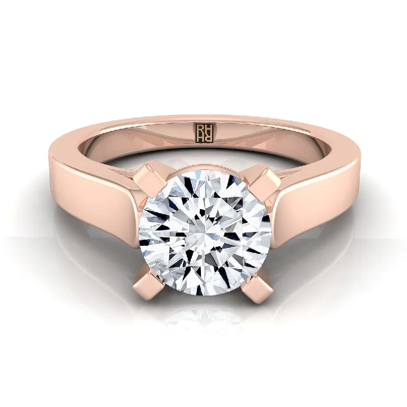 large diamond rings-14K Rose Gold Round Brilliant  Cathedral Style Solitaire Engagement Ring