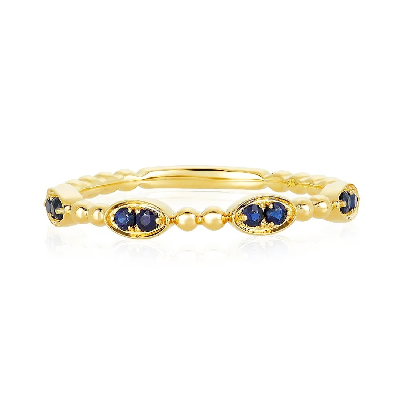 sapphire engagement rings-Double Gemstone Bead Ring