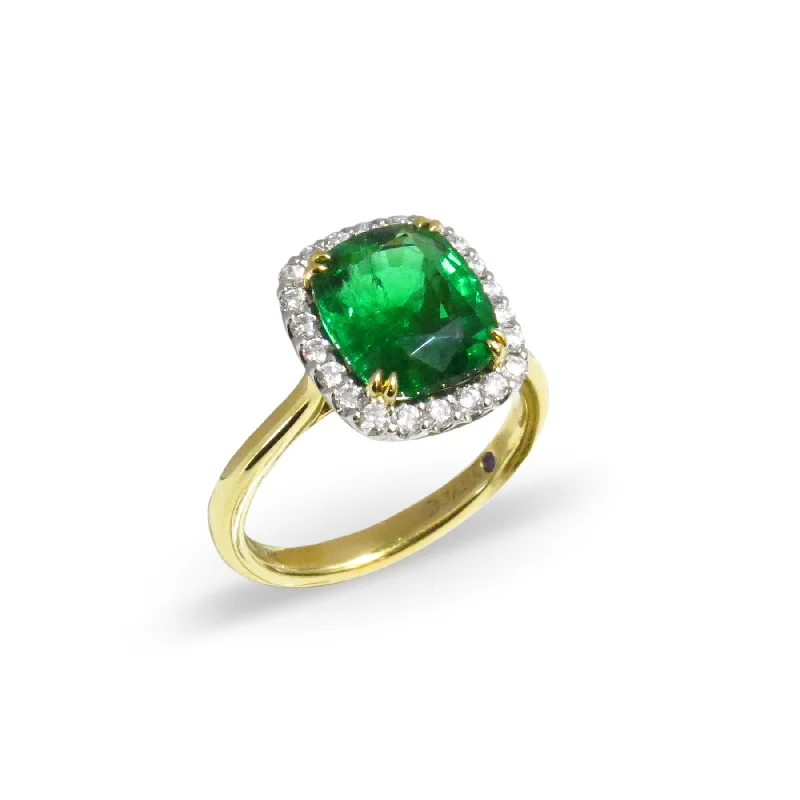 silver engagement rings for men-Emerald and Gold Ring