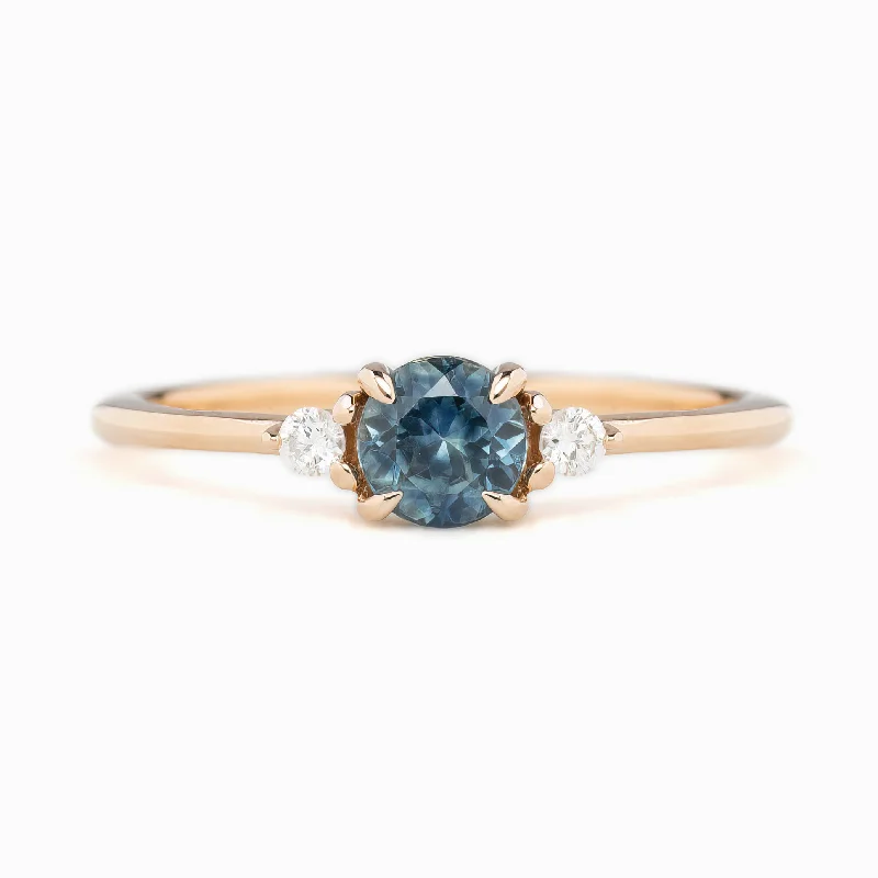 turquoise rings for women-Emilie Ring 5mm 0.60ct Blue Montana Sapphire 14K Rose Gold