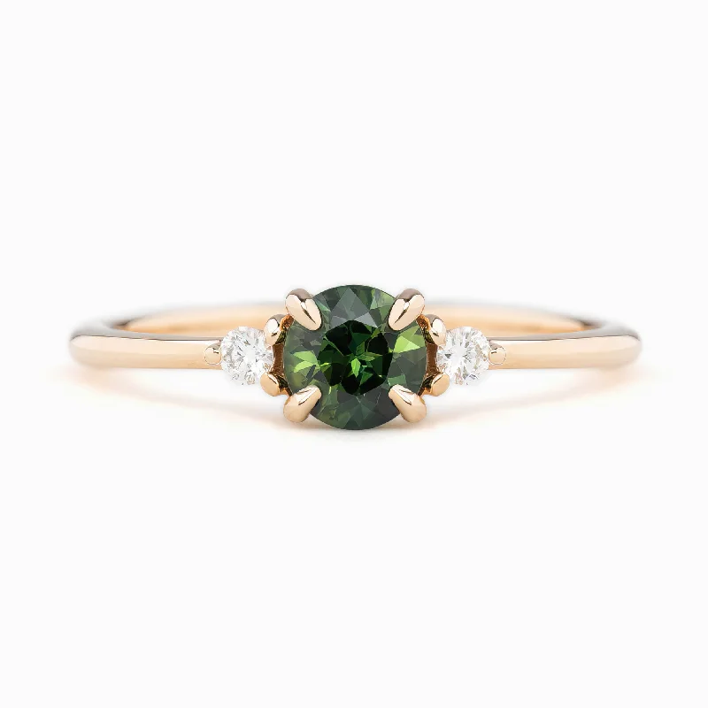 rings for women with rubies-Emilie Ring 5mm 0.60ct Green Queensland Sapphire 14K Rose Gold