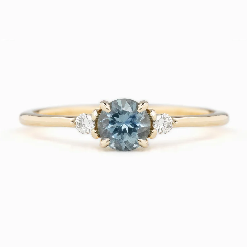 alternative wedding rings-Emilie Ring 5mm 0.60ct Light blue Montana Sapphire 14K Yellow Gold