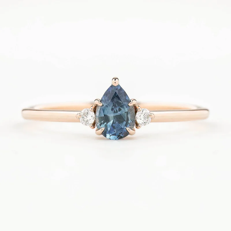 custom rings for couples-Emilie Ring 6mm Blue Montana Sapphire 14K Rose Gold