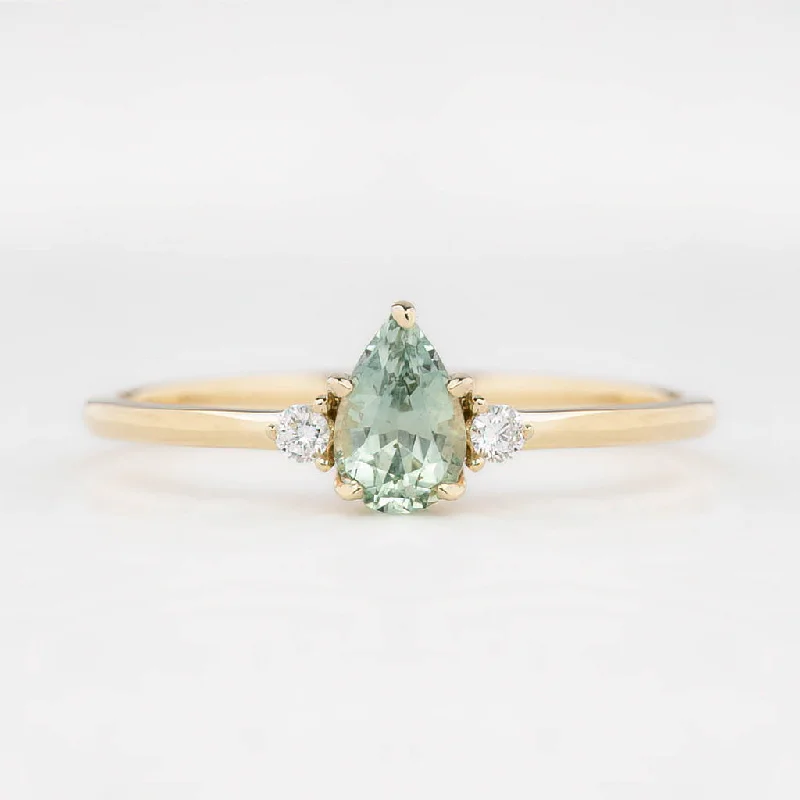 classic wedding rings-Emilie Ring 6mm 0.45 Light Blue Green Montana Sapphire 14K Yellow Gold