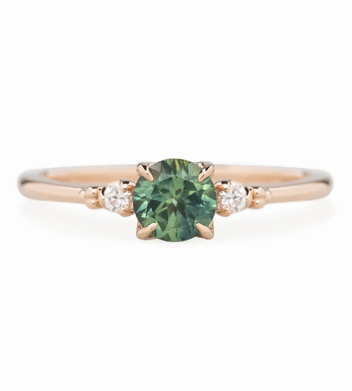 opal engagement rings-Estel Ring 0.60ct Blue Green Montana Sapphire, 14k Rose Gold (One of a kind)