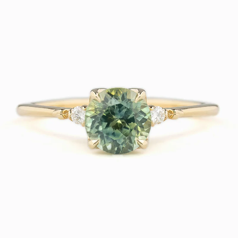 adjustable rings for women-Estel Ring 1.61ct Parti Blue Green Montana Sapphire, 14K Yellow Gold (One of a kind)