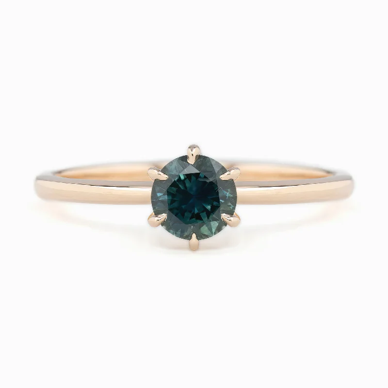 rings for women with tourmaline-Floryn Ring 0.77ct Parti Blue Green Montana Sapphire, 14K Rose Gold (One of a kind)