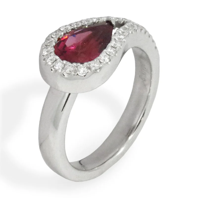 designer rings for women-Garnet and Diamond Lasso Ring