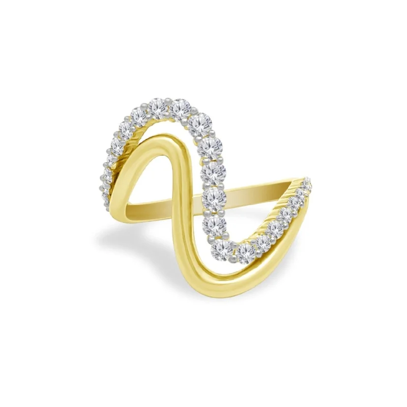 unique engagement rings-Gold & Diamond Wavy Ring