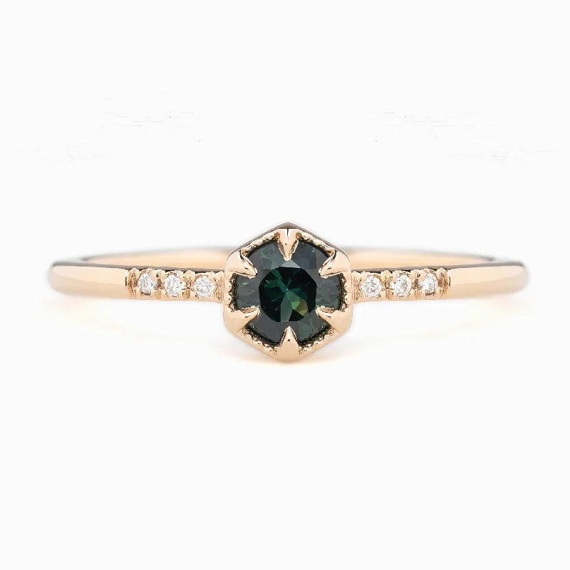 cheap engagement rings-Grace Ring 4.5mm 0.40ct Peacock Green Queensland Sapphire 14K Rose Gold