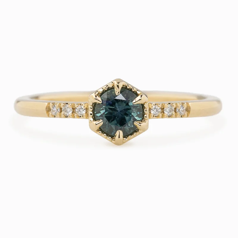 custom engagement rings-Grace Ring - 4.5mm 0.45ct  Blue Green Montana Sapphire