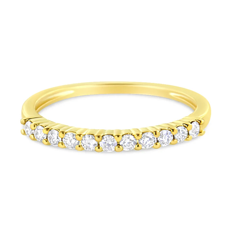 diamond wedding rings-IGI Certified 1/4 Cttw Diamond 10K Yellow Gold Prong Set Fluted Band Style Ring