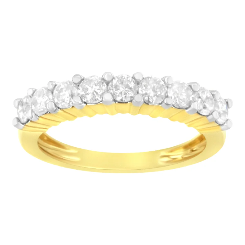 women’s birthstone rings-IGI Certified 10KT Yellow Gold 1 cttw Diamond Band Ring