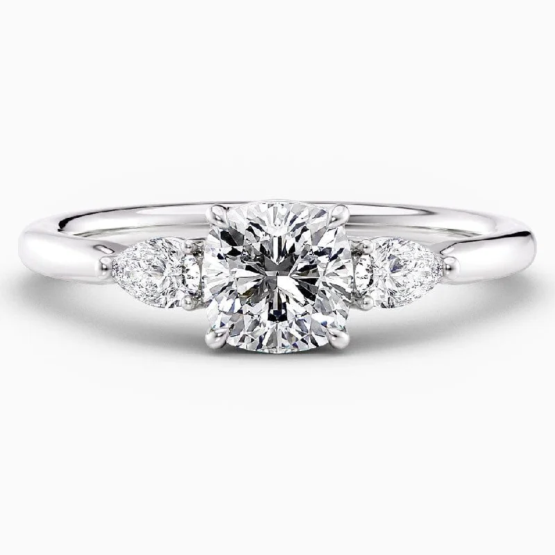 custom wedding bands-1.50 Carat Cushion Cut Three Stone Natural Diamond Engagement Ring GIA Certified