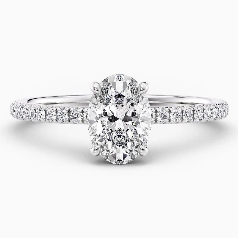 platinum engagement rings-1.30 Carat Oval Cut Hidden Halo Natural Diamond Engagement Ring GIA Certified