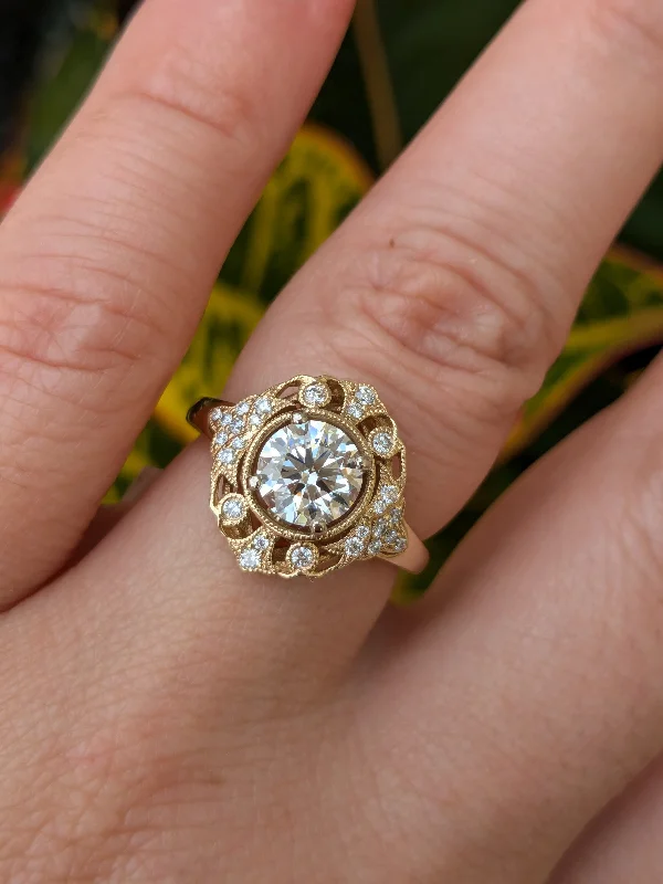 halo engagement rings-Krista Vintage Engagement Ring