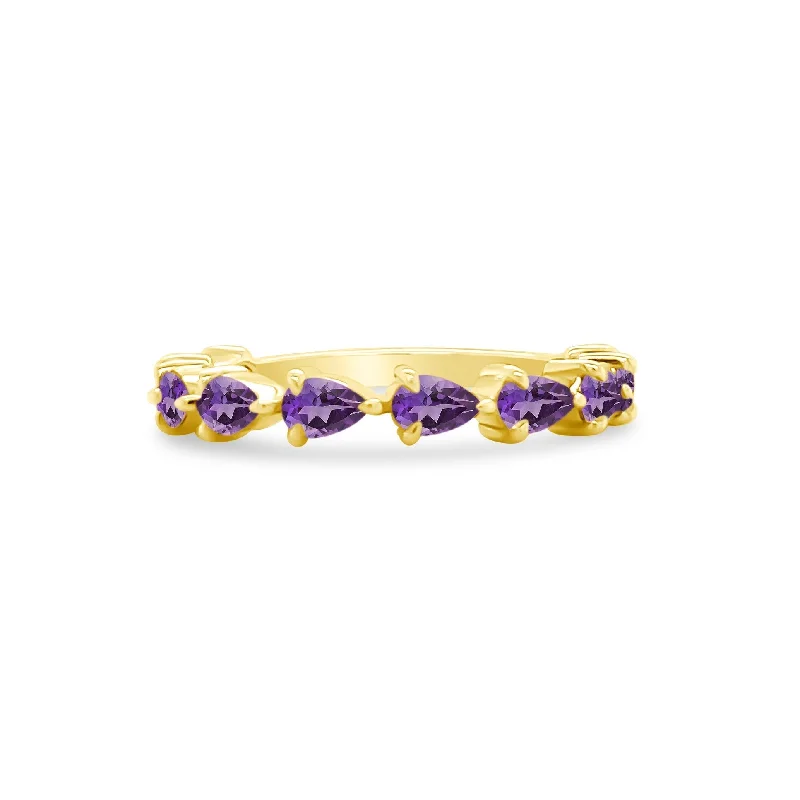 double diamond rings for women-Large Amethyst Chasing Pear Band