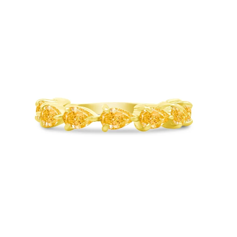 wedding bands with diamonds for women-Large Citrine Chasing Pear Band