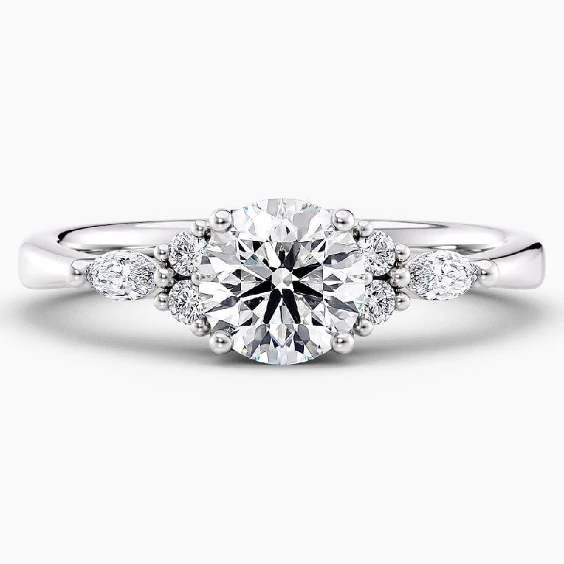 small engagement rings-1.30 Carat Round Cut Cluster Natural Diamond Engagement Ring GIA Certified