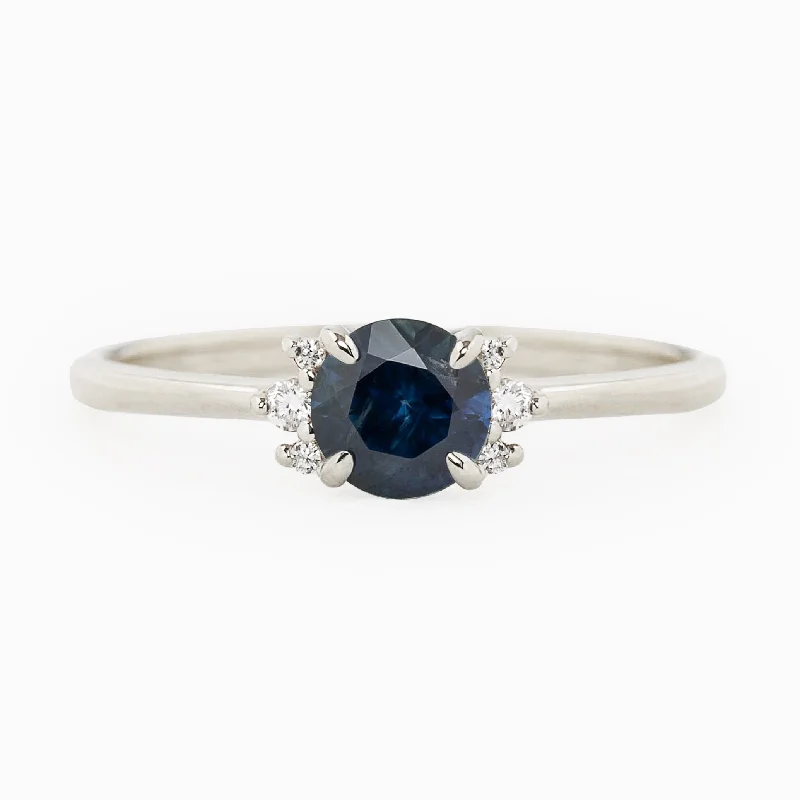 solitaire engagement rings-Lena Ring 0.65ct Blue Montana Sapphire, 14k White Gold