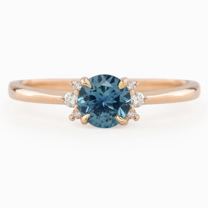 oval diamond engagement rings-Lena Ring - 0.60ct Teal Blue Montana Sapphire, 14k Rose Gold