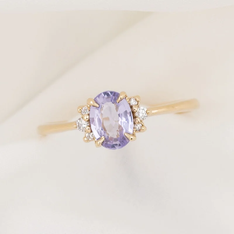 emerald rings for women-Lena Ring 0.85ct Lavender Blue Madagascar Sapphire, 14k Yellow Gold (One of a kind)