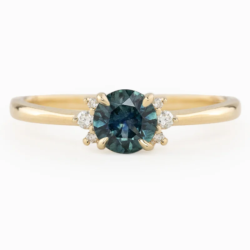 turquoise rings for women-Lena Ring 0.60ct Teal Blue Montana Sapphire, 14k Yellow Gold