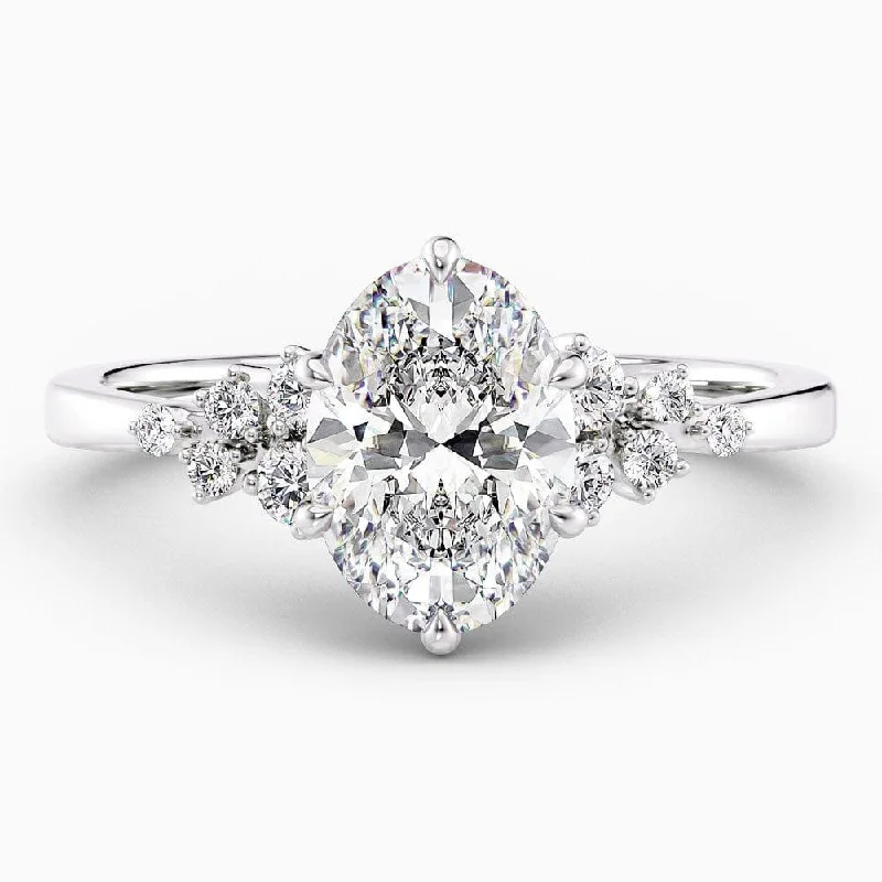 custom designed wedding rings-1.70 Carat Oval Cut Snowdrift Natural Diamond Engagement Ring GIA Certified