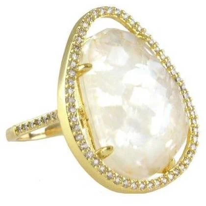 925 sterling silver rings-Marcia Moran Marty Offset Stone Ring - Gold