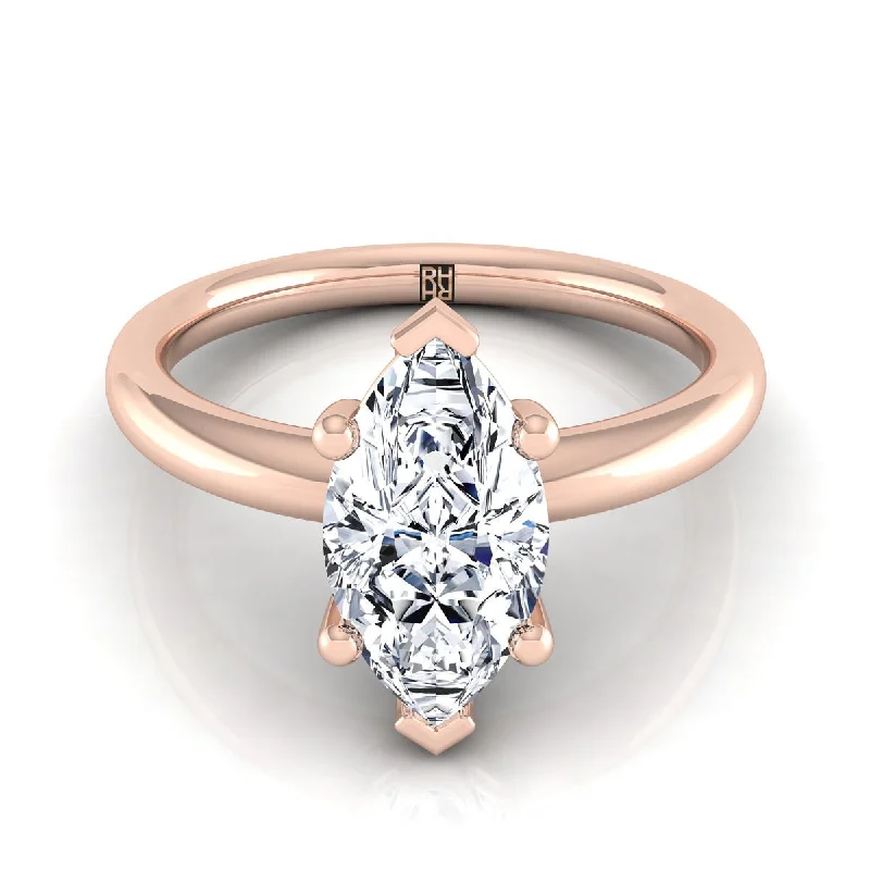 women’s birthstone rings-14K Rose Gold Marquise  Rounded Comfort Fit Solitaire Engagement Ring