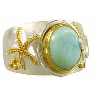 pink diamond rings-Michou Poseiden's Treasures  Larimar Starfish Ring