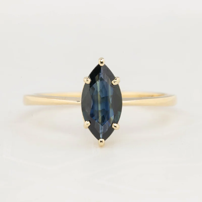 modern wedding rings-Nina Ring - 0.97ct Teal Blue Sapphire (One of a kind)