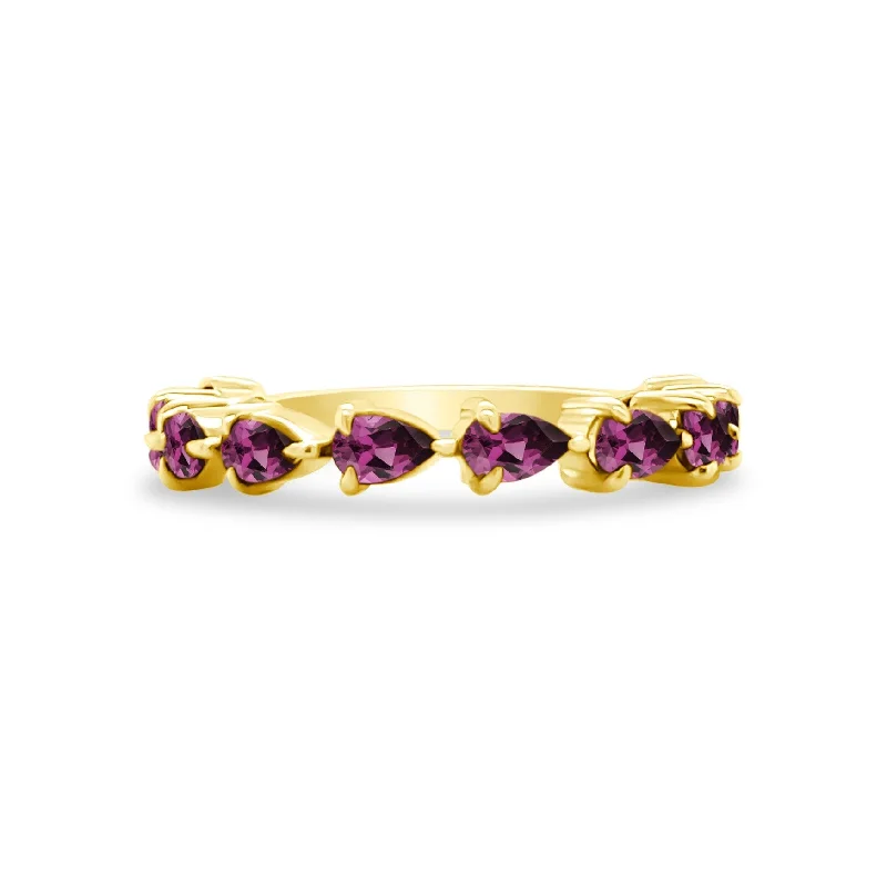 men’s signet rings-Petite Rhodolite Garnet Chasing Pear