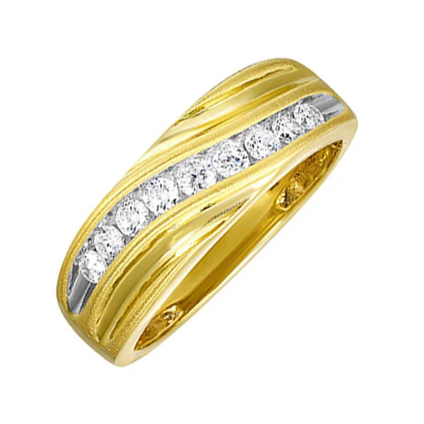 men’s black tungsten wedding bands-10KT YELLOW GOLD DIAMOND (1/2CTW) BAND