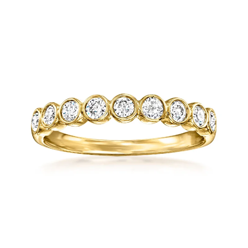 engraved wedding rings-Ross-Simons Bezel-Set Diamond Ring in 18kt Yellow Gold