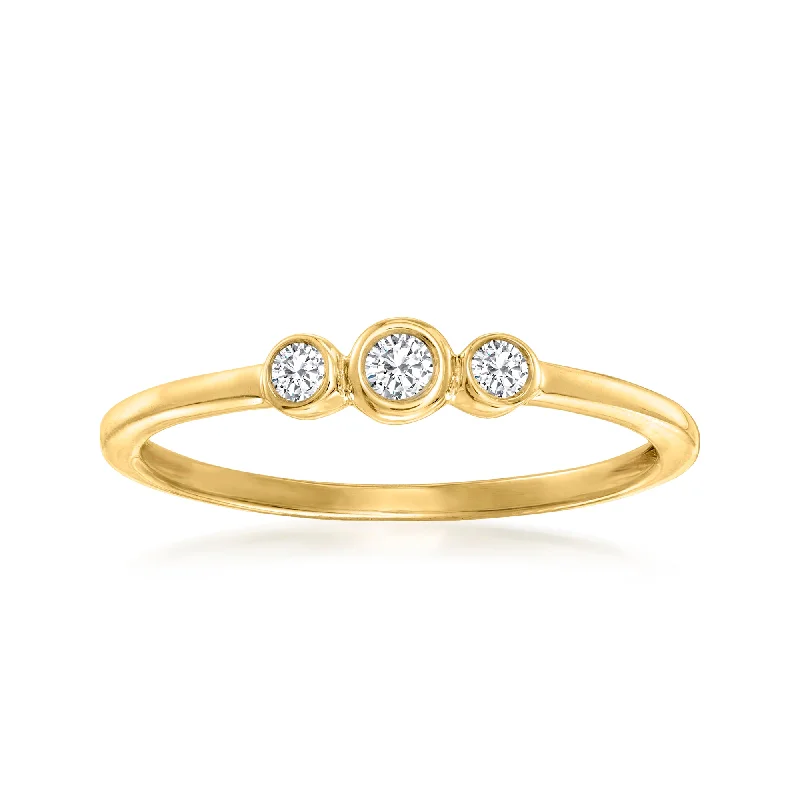 women’s statement rings-RS Pure by Ross-Simons Bezel-Set Diamond Trio Ring in 14kt Yellow Gold