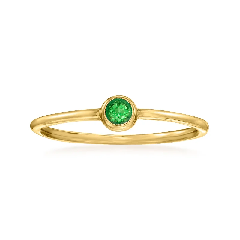 gold signet rings-RS Pure by Ross-Simons Emerald Ring in 14kt Yellow Gold