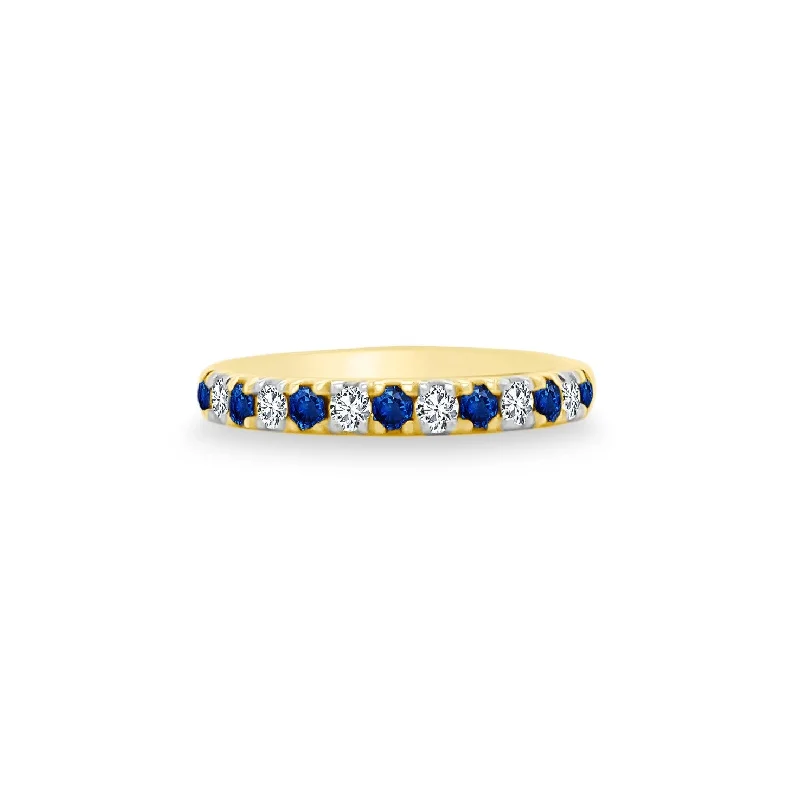 designer rings for women-Gemstone and Diamond Halfway Band