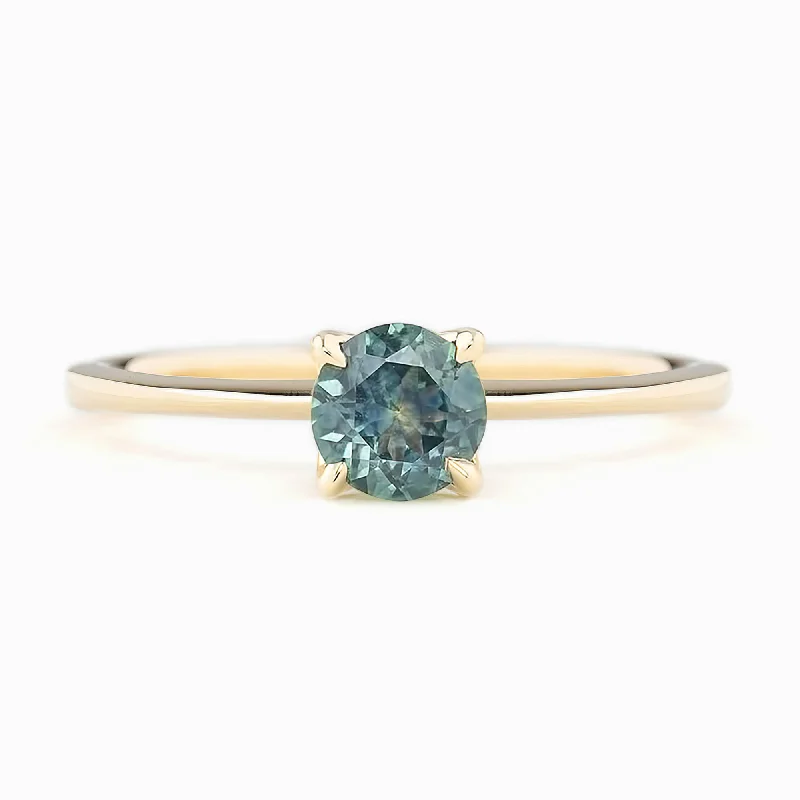 gold wedding bands-Sara Ring - 5mm 0.55ct Teal Blue Montana Sapphire