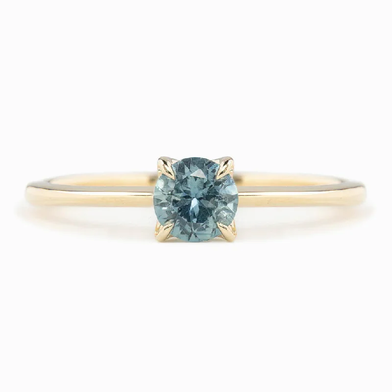 sapphire wedding rings-Sara Ring 5mm 0.55ct Light Blue Green Montana Sapphire, 14k yellow gold