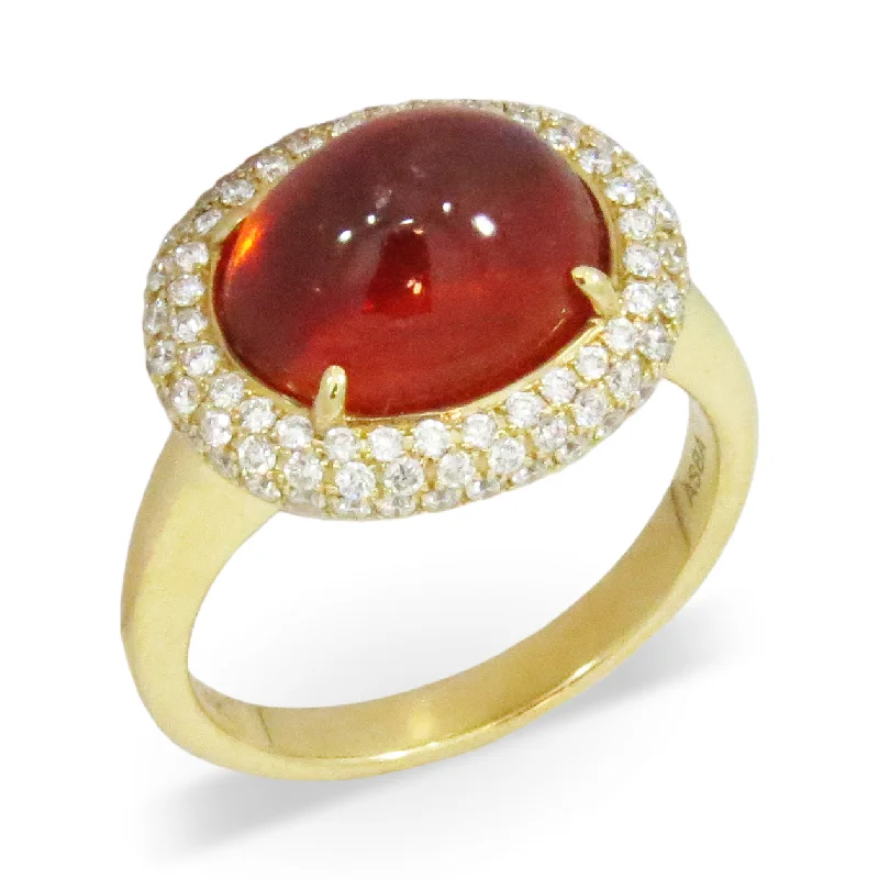 vintage style wedding rings-Spessartite Garnet and Diamond Ring