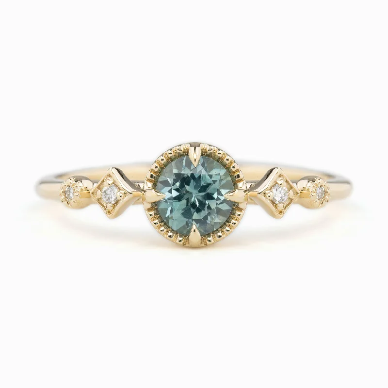 personalized rings for women-Stella Ring 5mm 0.60ct Light blue Montana Sapphire 14K Yellow Gold