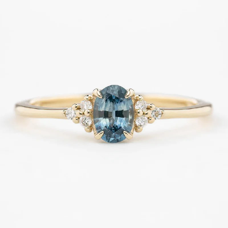 men’s engagement rings with sapphires-Teresa Ring - 6x4mm 0.60ct Teal Blue Montana Sapphire